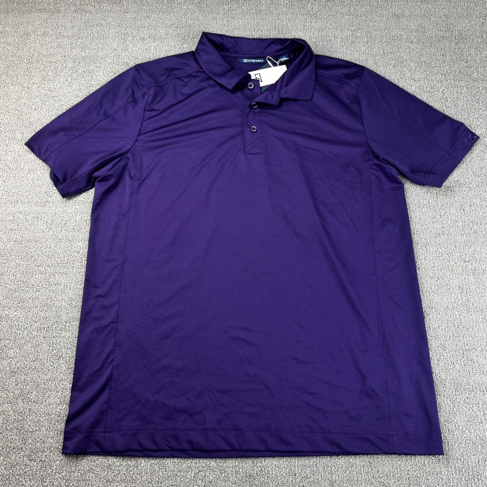Cutter & Buck Polo Shirt Mens Size Large Purple Golf DryTec Performance Business